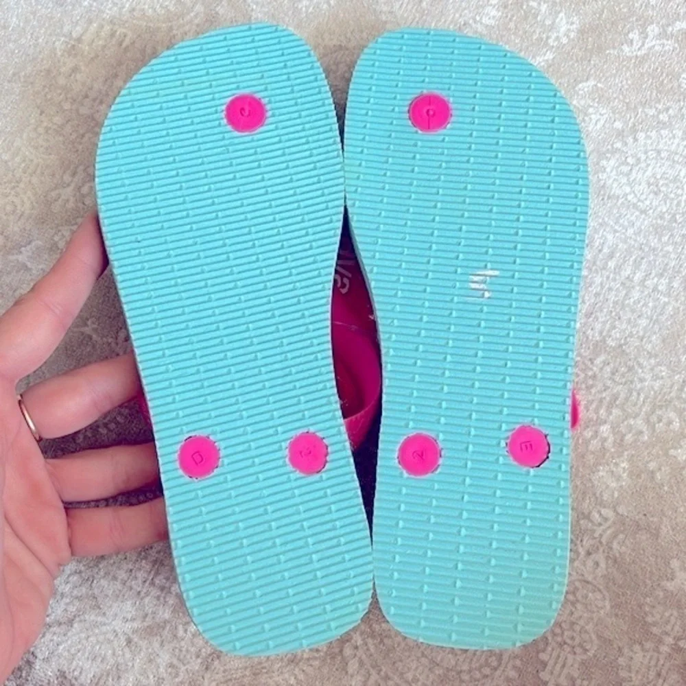 Brand New Havaianas Set of 2 Pairs Girls Flip Flops Mermaid Sea Glitter Cherries